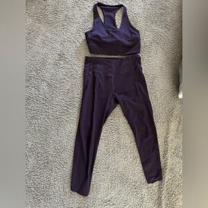 Zella racer back bra with capri leggings color: purple size large